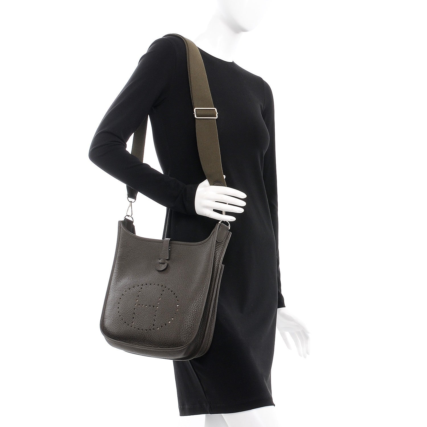 Hermes Taurillon Clemence Evelyne III PM Vert de Gris 2 of 8