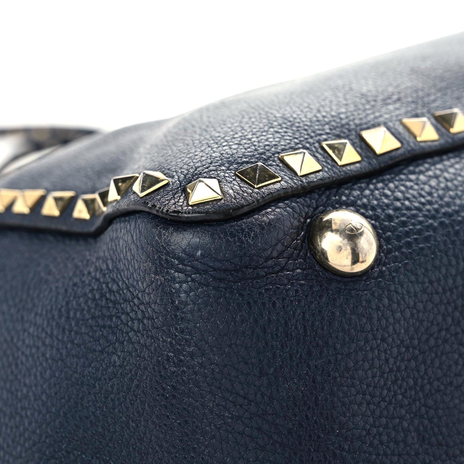 Valentino Garavani Pebbled Calfskin Medium Rockstud Tote Marine 5 of 24
