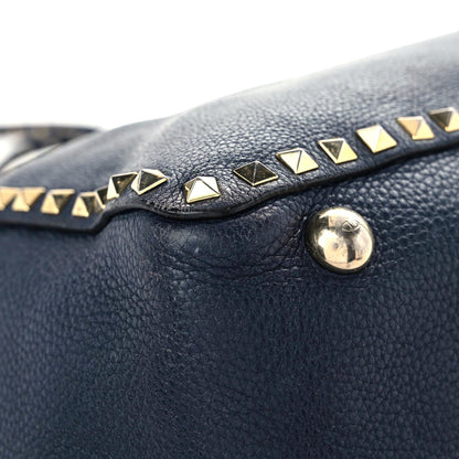 Valentino Garavani Pebbled Calfskin Medium Rockstud Tote Marine 5 of 24