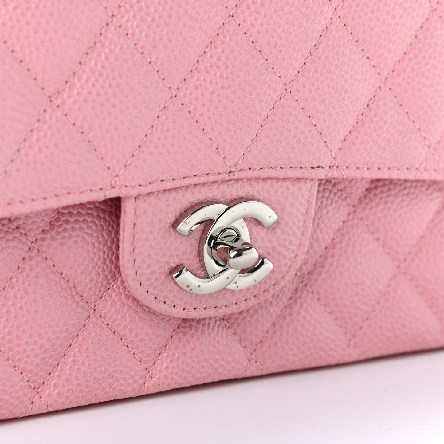 Caviar Quilted Medium Double Flap Pink