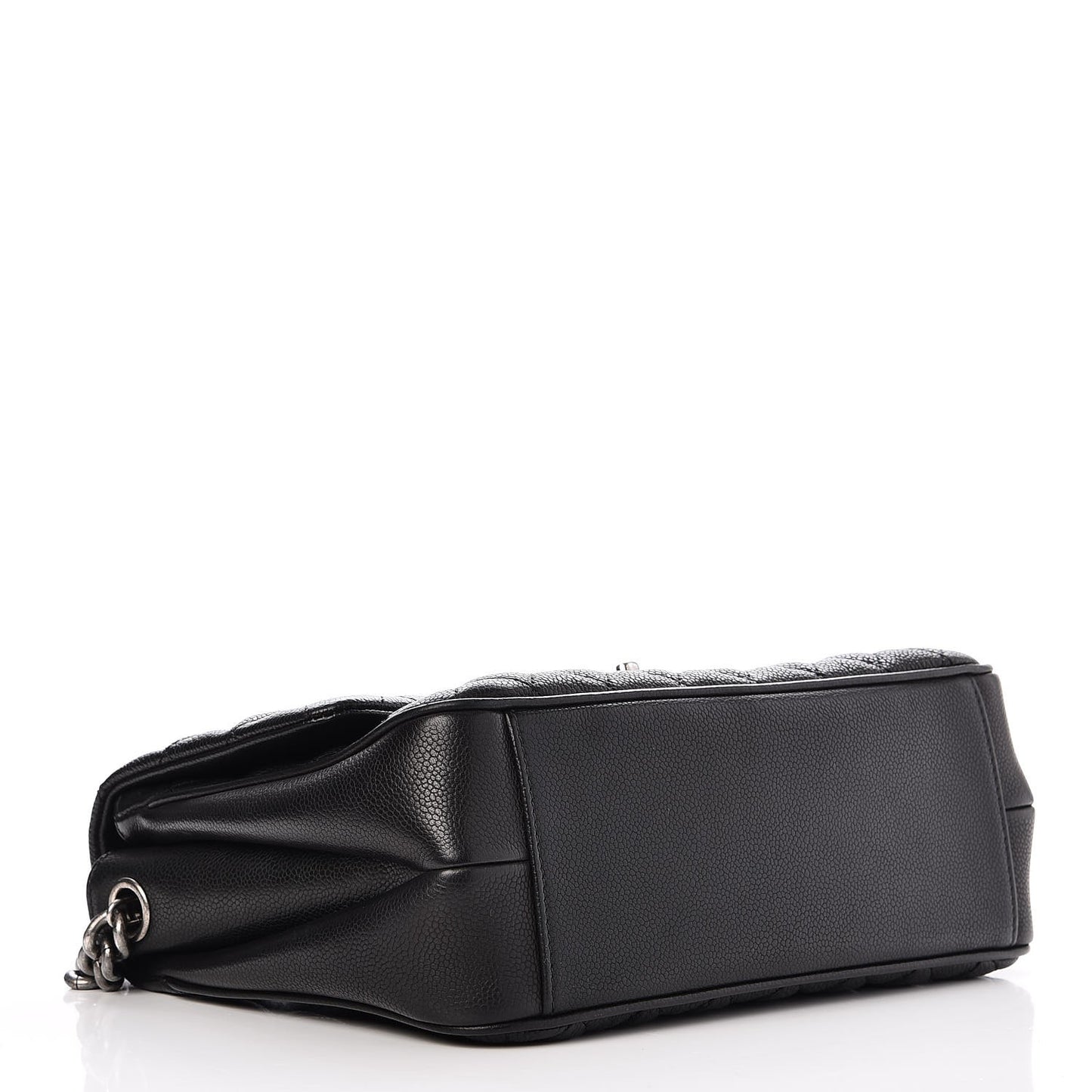 Caviar Quilted Medium Rock In Rome Single Flap Black