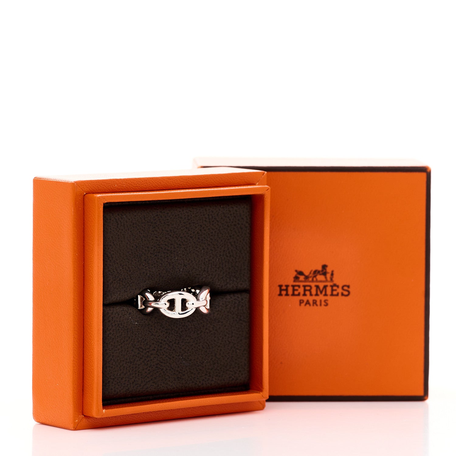 Hermes Sterling Silver PM Chaine d'Ancre Enchainee Band Ring 52 6 7 of 7