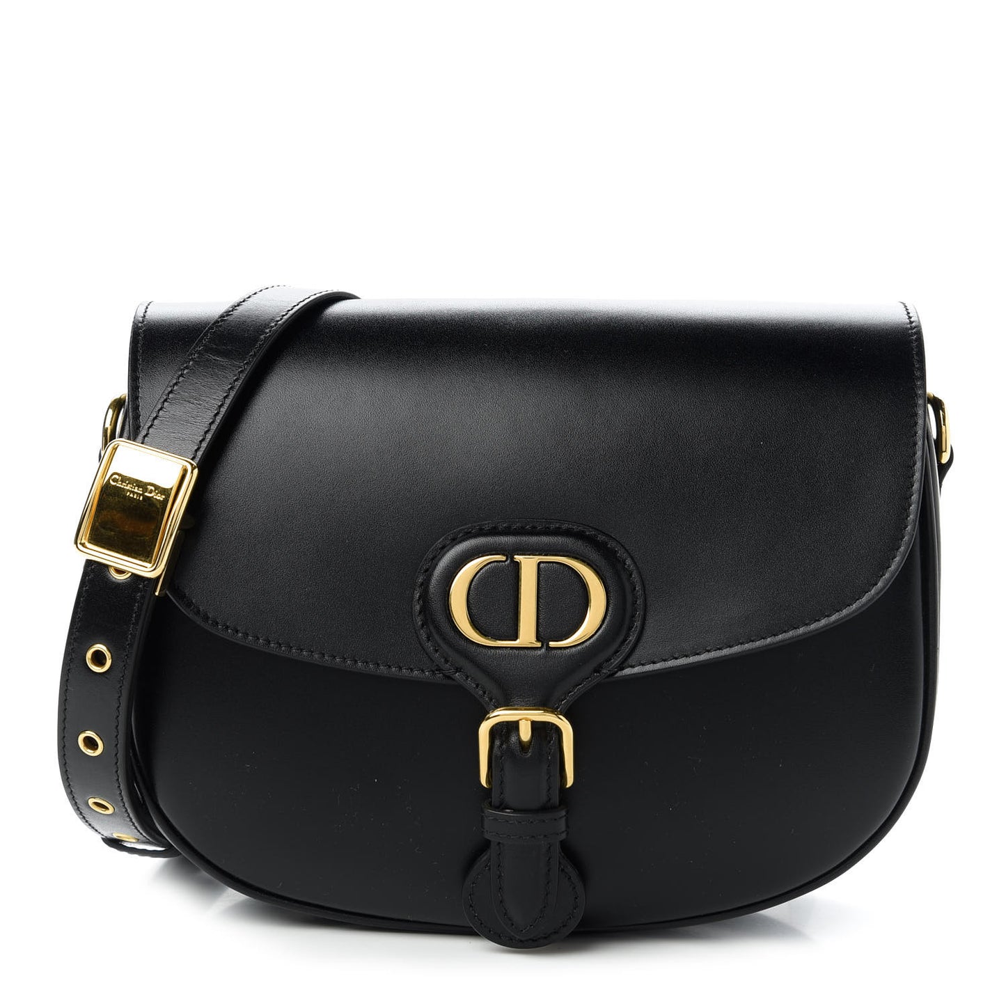 Box Calfskin Medium Bobby Flap Black