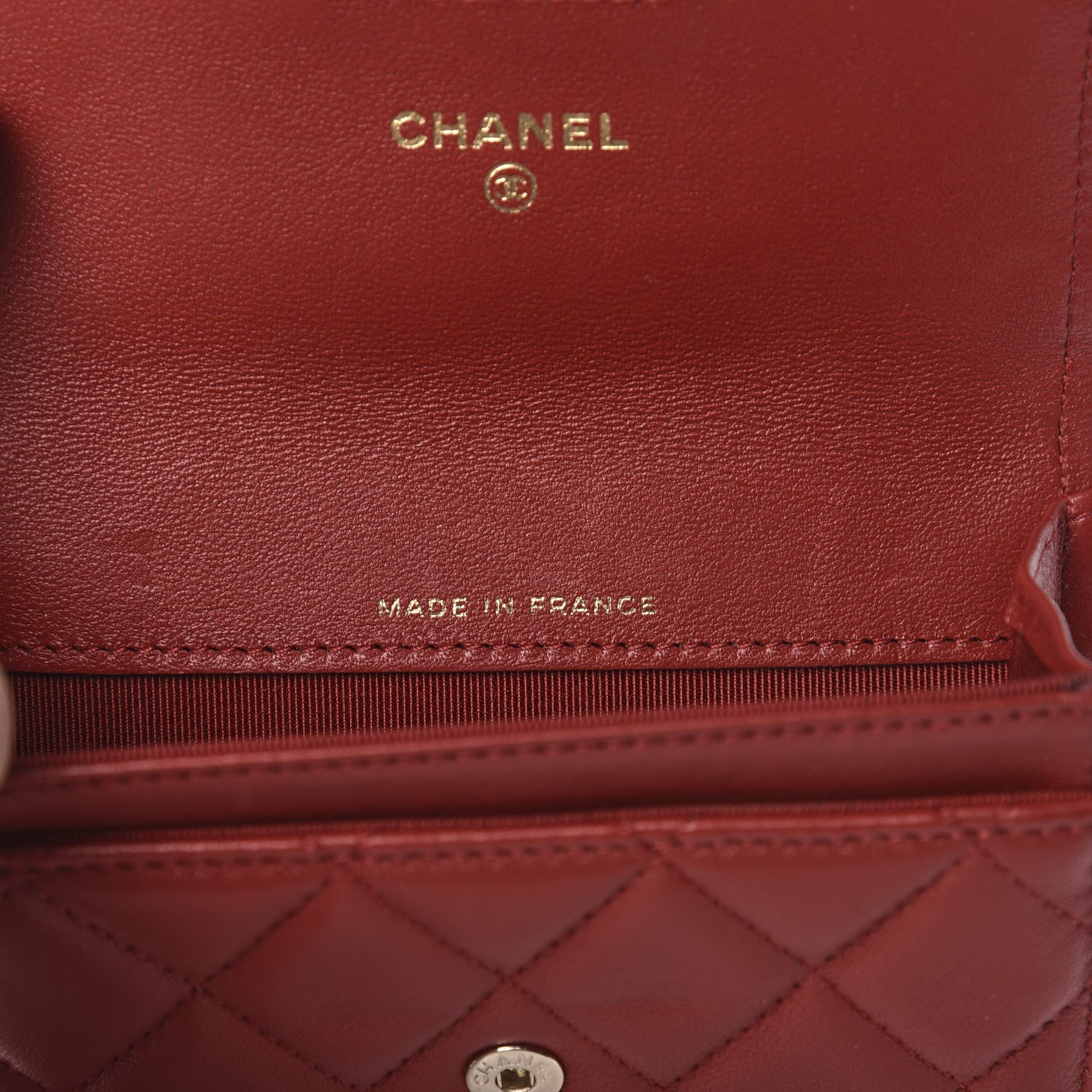 Chanel Lambskin Quilted Flap Card Holder Wallet Red 7 of 8