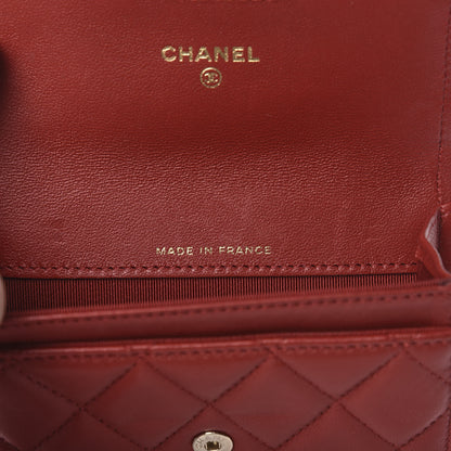 Chanel Lambskin Quilted Flap Card Holder Wallet Red 7 of 8
