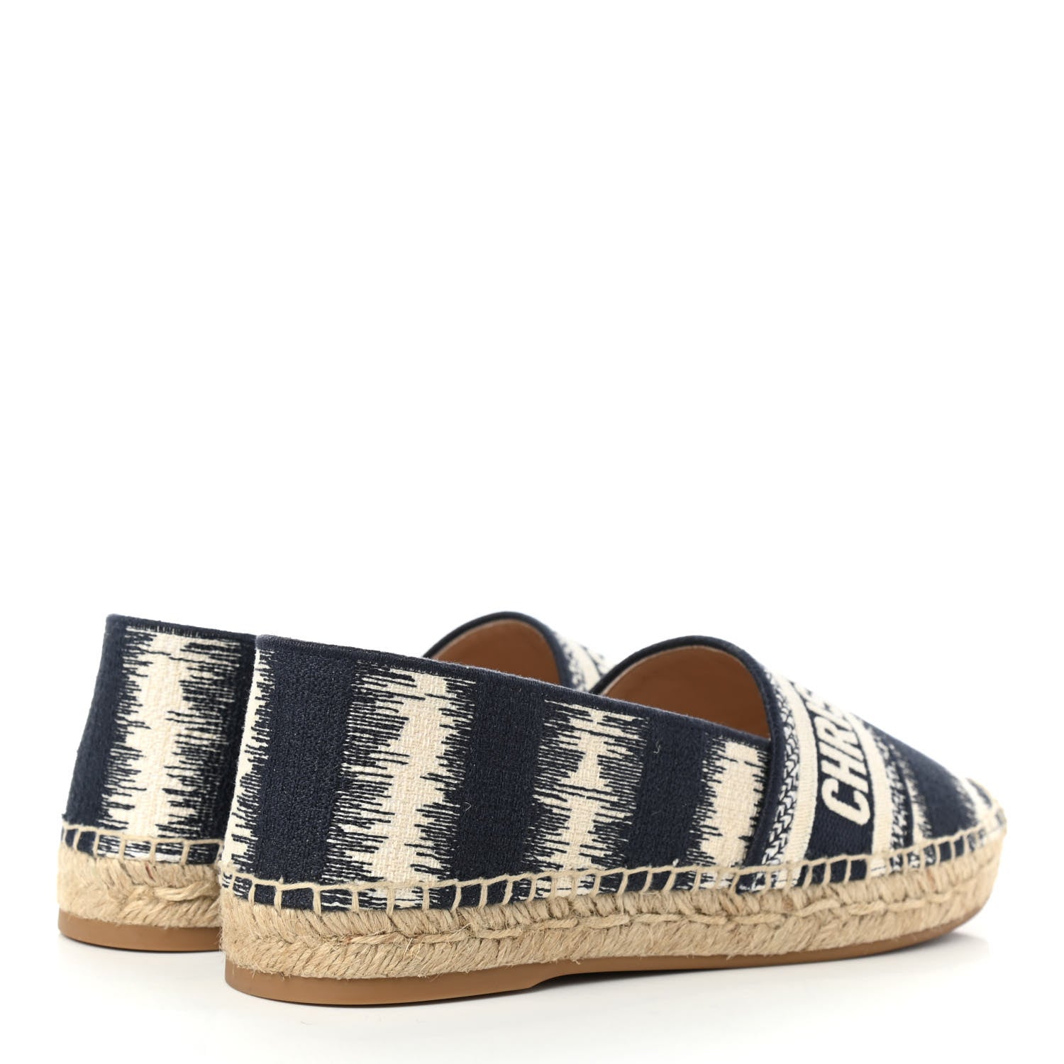 Christian Dior Cotton D-Stripes Embroidered Granville 15mm Espadrilles 37 Deep Blue 4 of 8