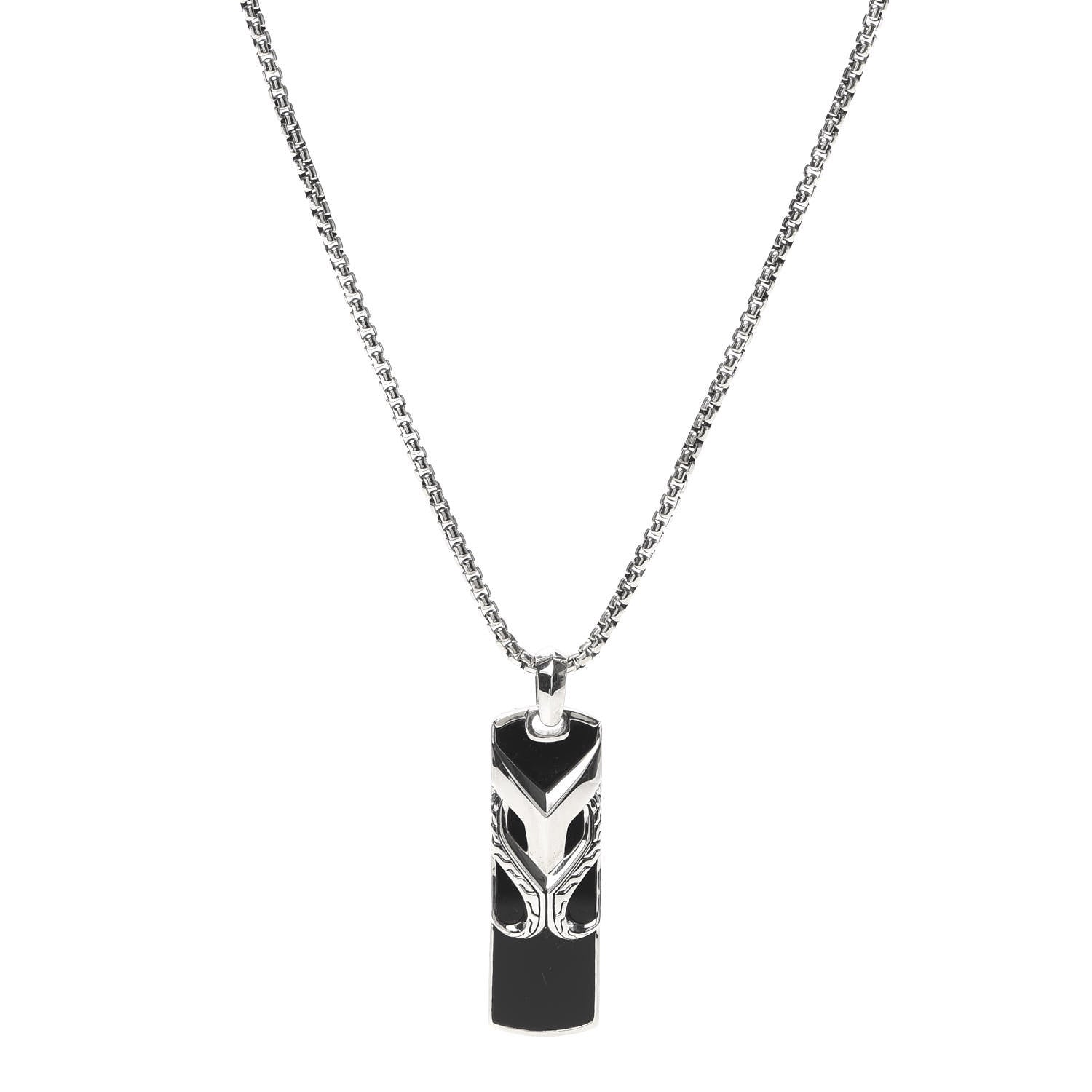 John Hardy Sterling Silver Black Onyx Asli Dog Tag Pendant Necklace 1 of 6