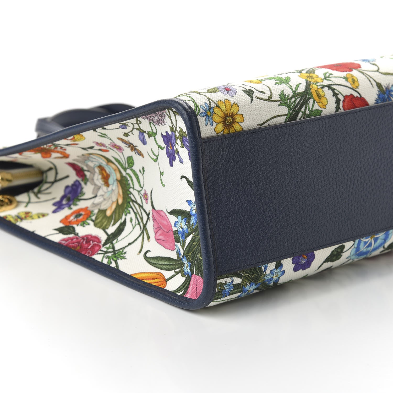 Gucci Canvas Large Flora Tote Navy Multicolor 5 of 9