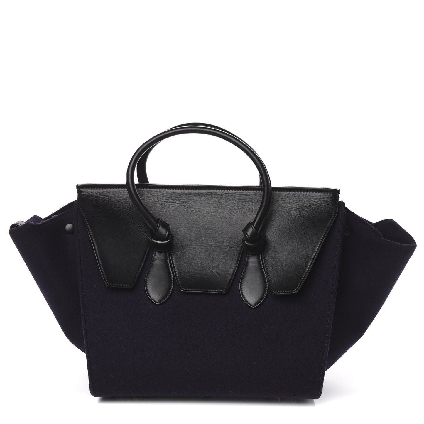 Felt Calfskin Medium Tie Knot Tote Navy