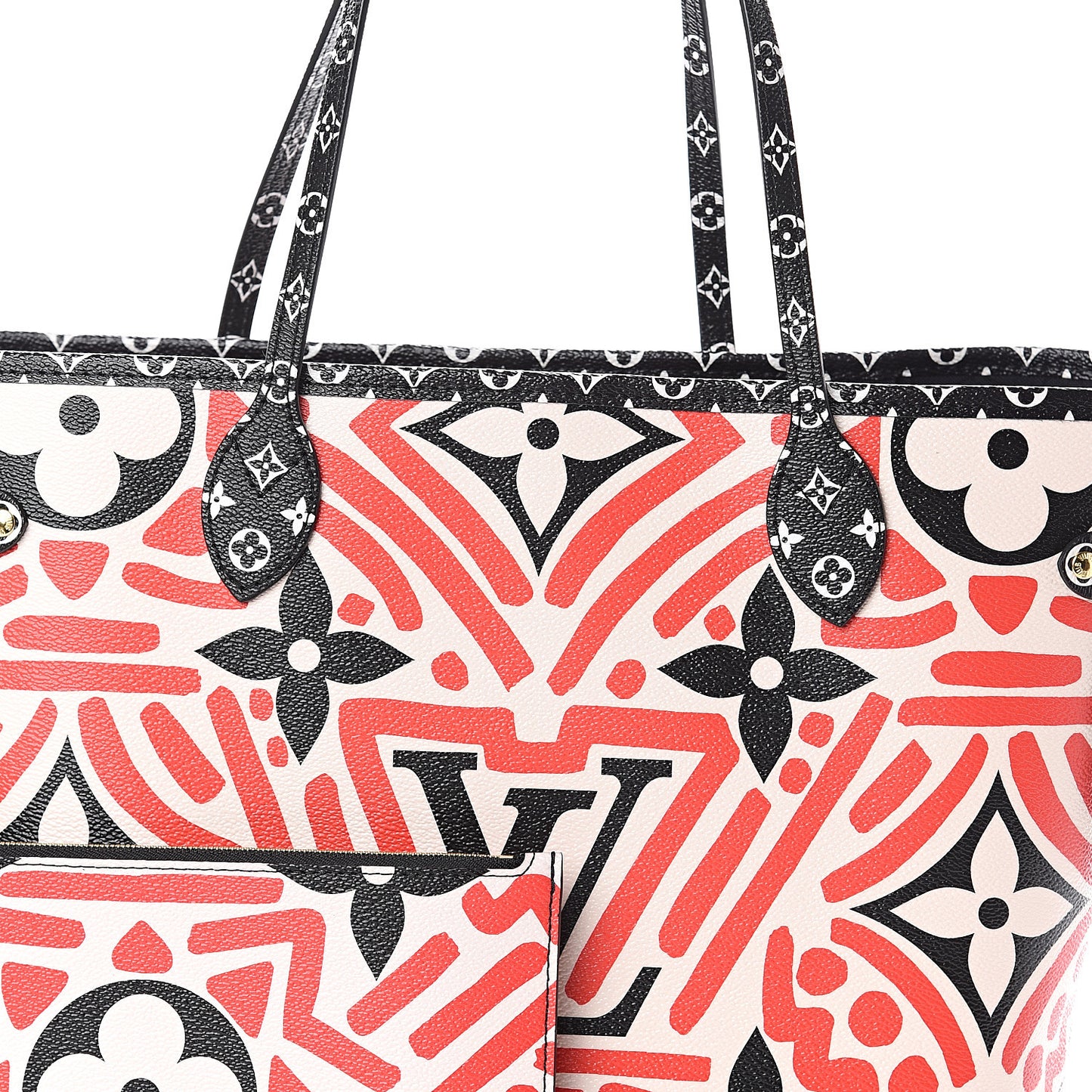 Monogram Giant Crafty Neverfull MM Creme Rouge Black