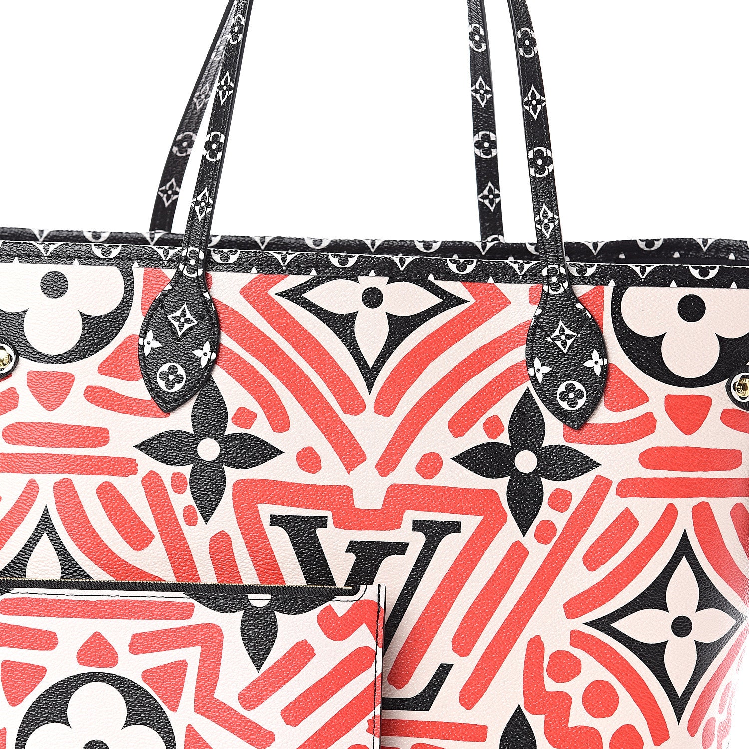 Louis Vuitton Monogram Giant Crafty Neverfull MM Creme Rouge Black 6 of 8