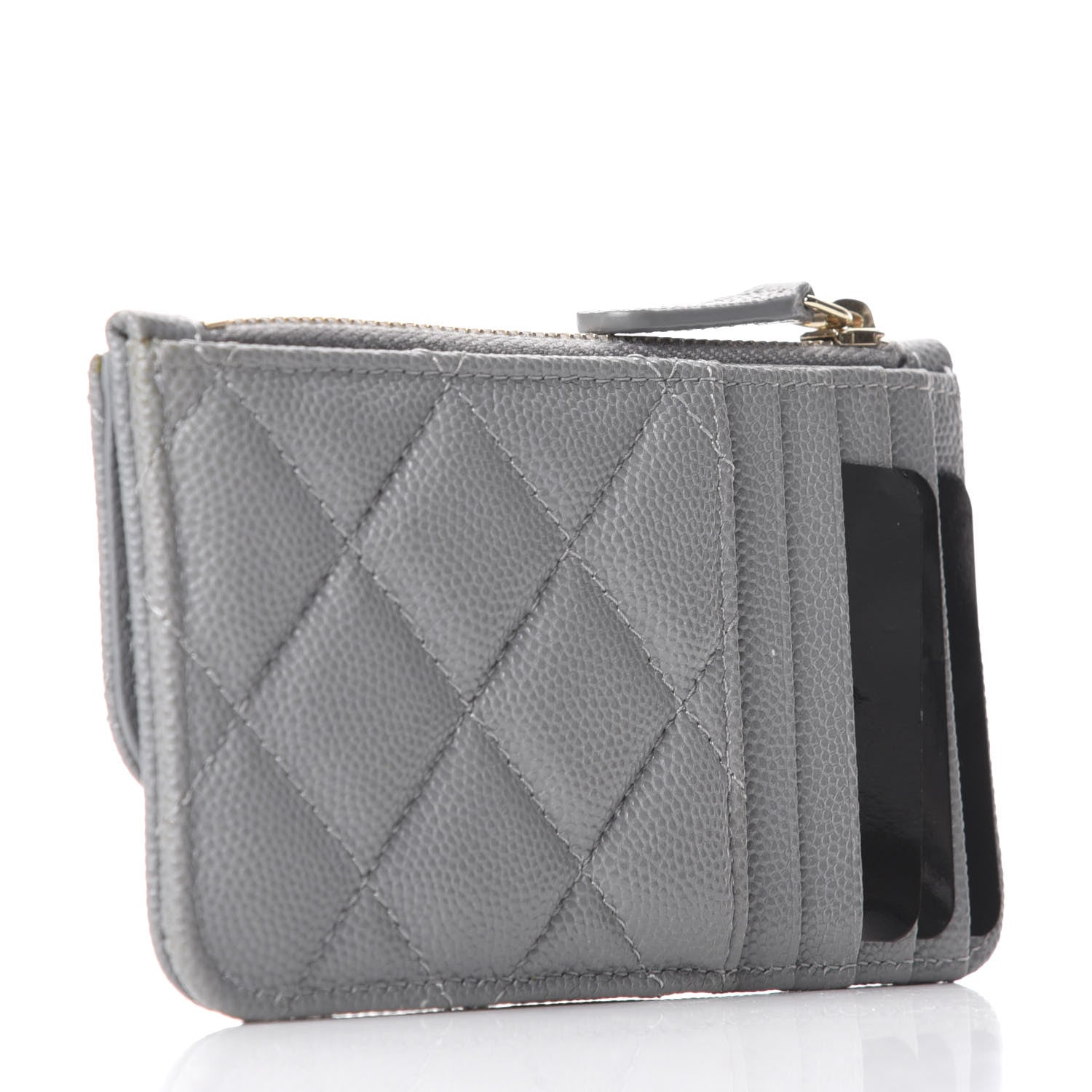 Chanel Caviar Quilted Flap Zip Card Holder Grey 3 of 10