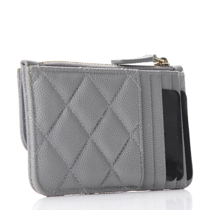 Chanel Caviar Quilted Flap Zip Card Holder Grey 3 of 10