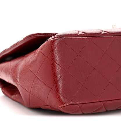 Chanel Caviar Quilted Jumbo Double Flap Dark Red 9 of 13