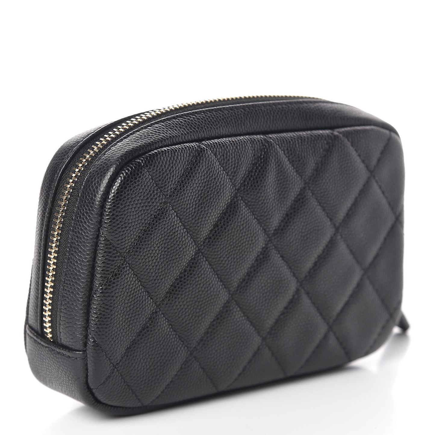 Caviar Quilted Small Curvy Pouch Cosmetic Case Black
