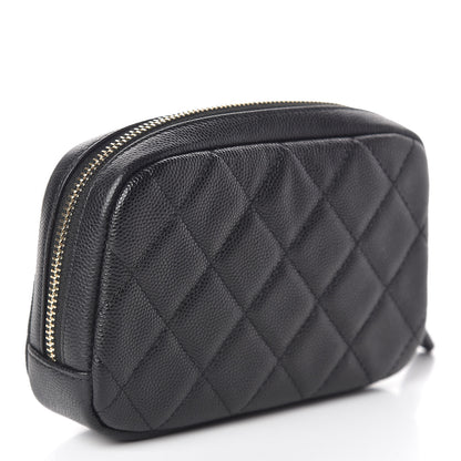 Chanel Caviar Quilted Small Curvy Pouch Cosmetic Case Black 3 of 8
