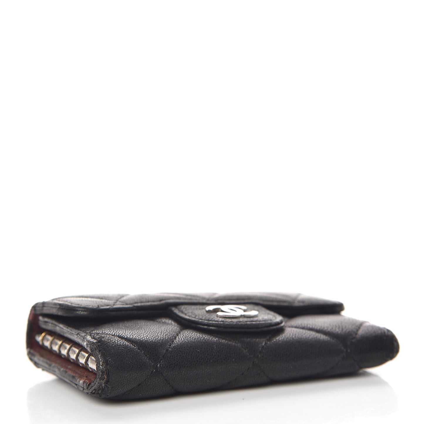Lambskin Quilted 6 Key Holder Black