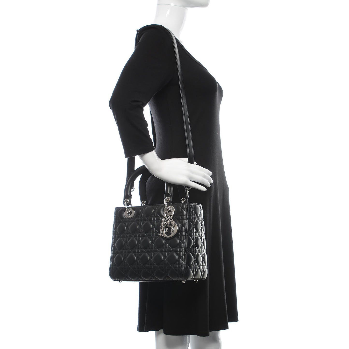 Lambskin Cannage Medium Lady Dior Black