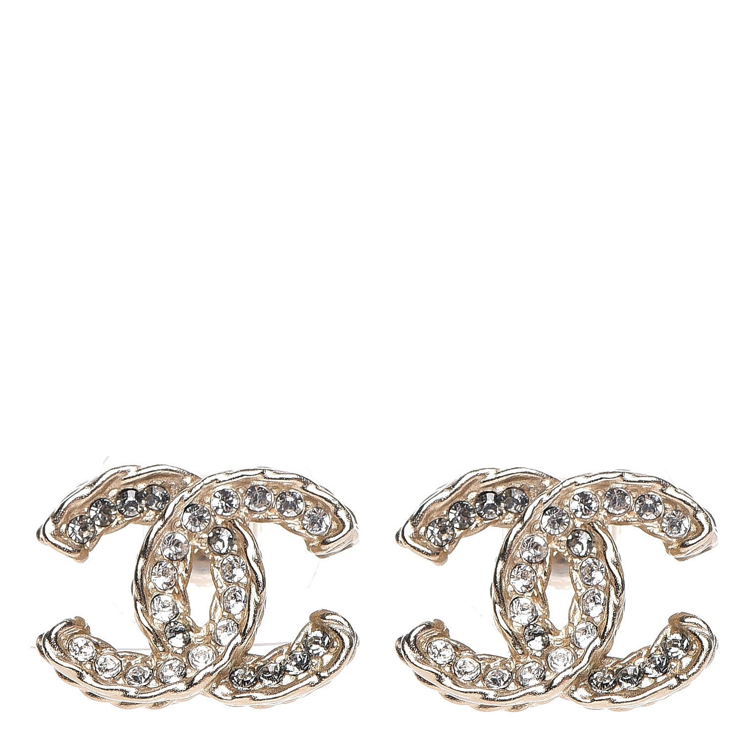 Chanel Crystal Timeless CC Earrings Gold 1 of 4
