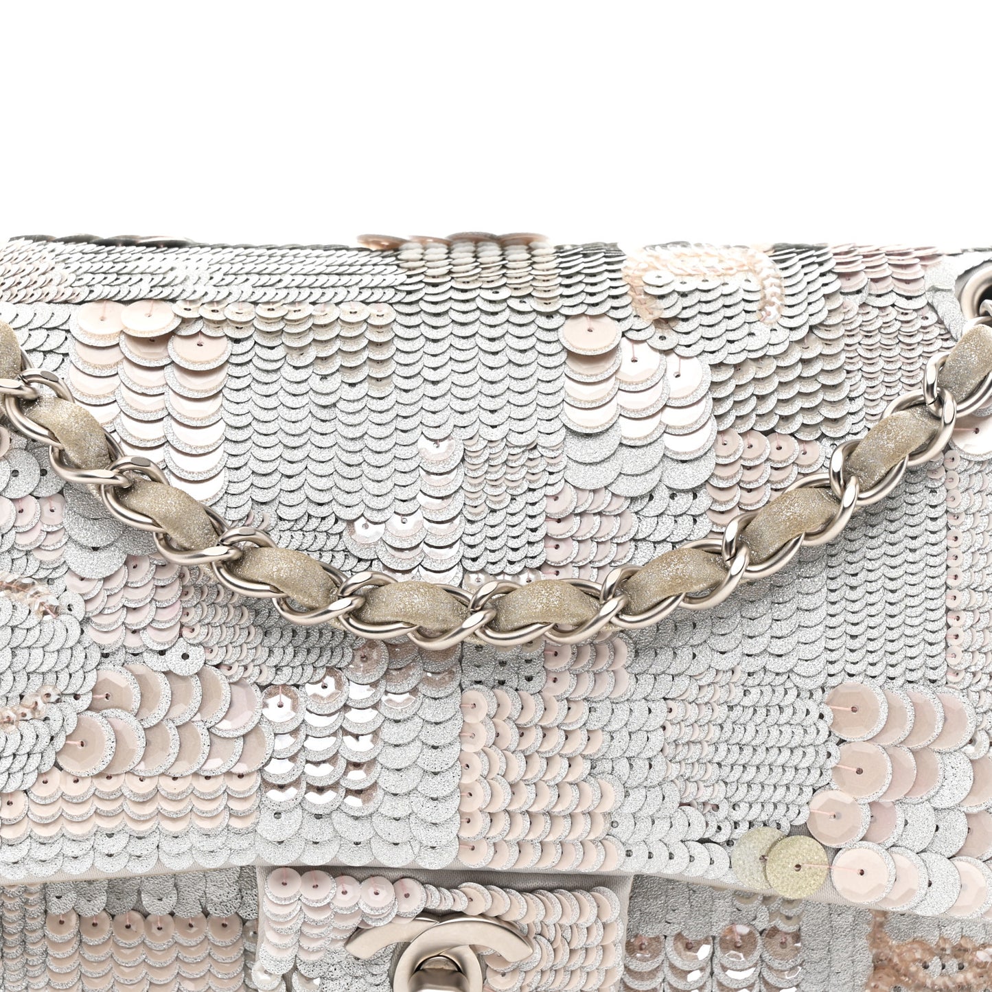 Sequin CC Small Double Flap Silver