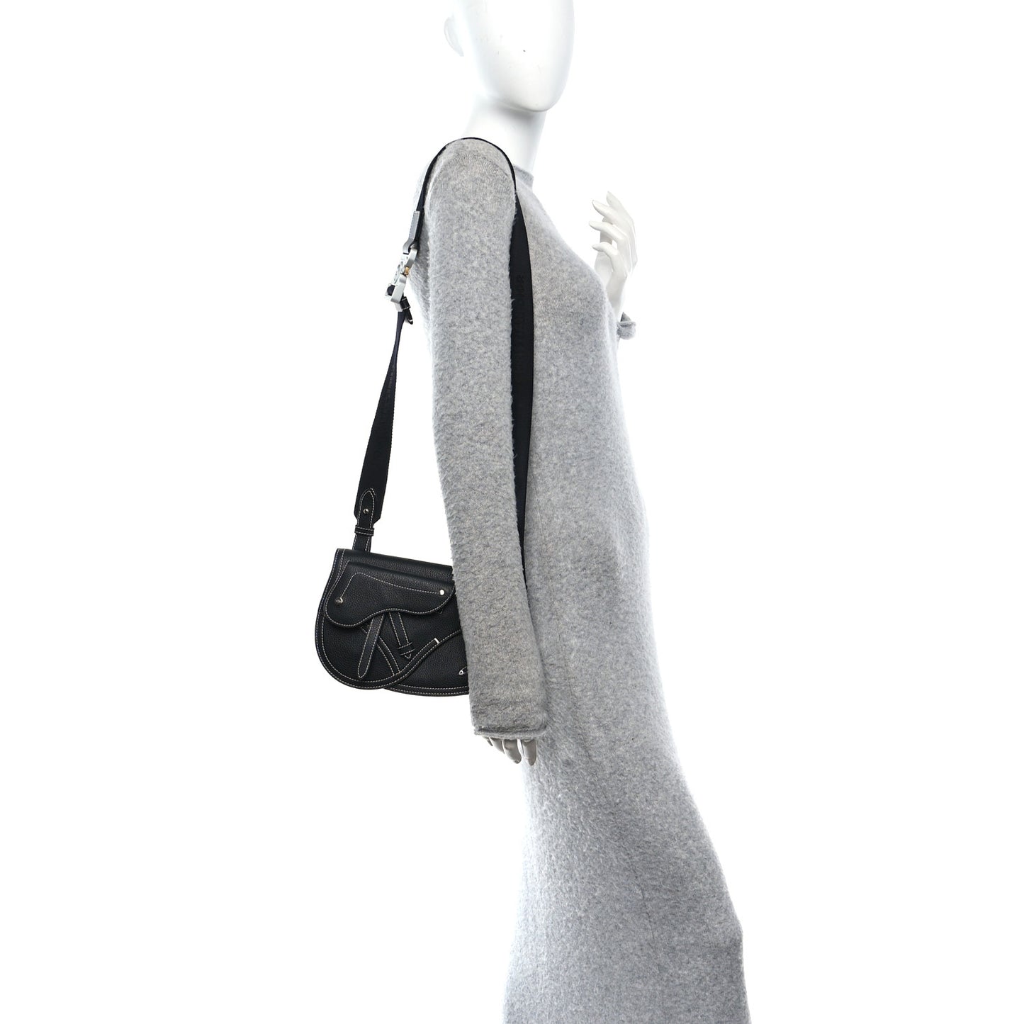 X KAWS Grained Calfskin Saddle Pouch Black