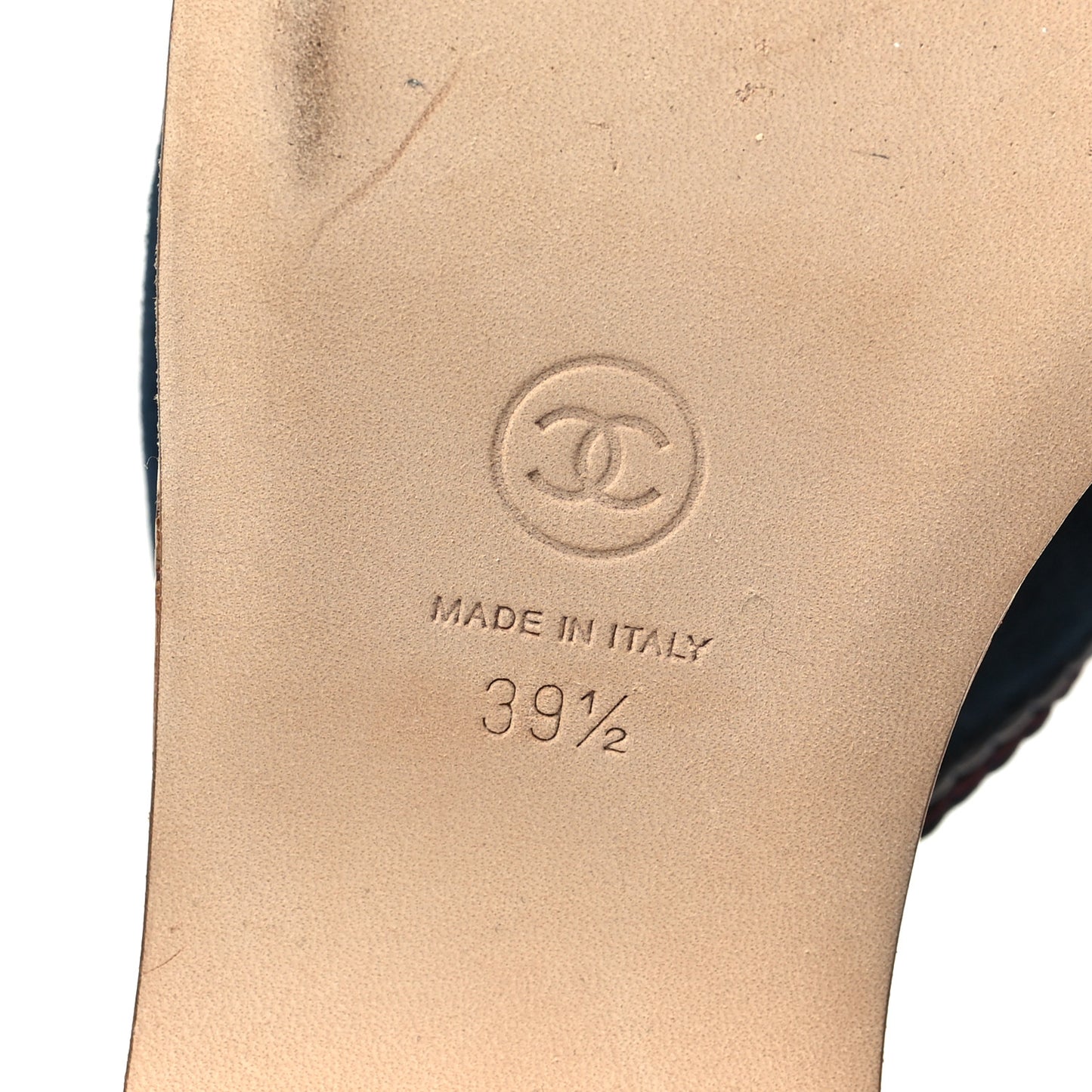 Suede Calfskin Cork CC Wedge Sandal 39.5 Navy Blue