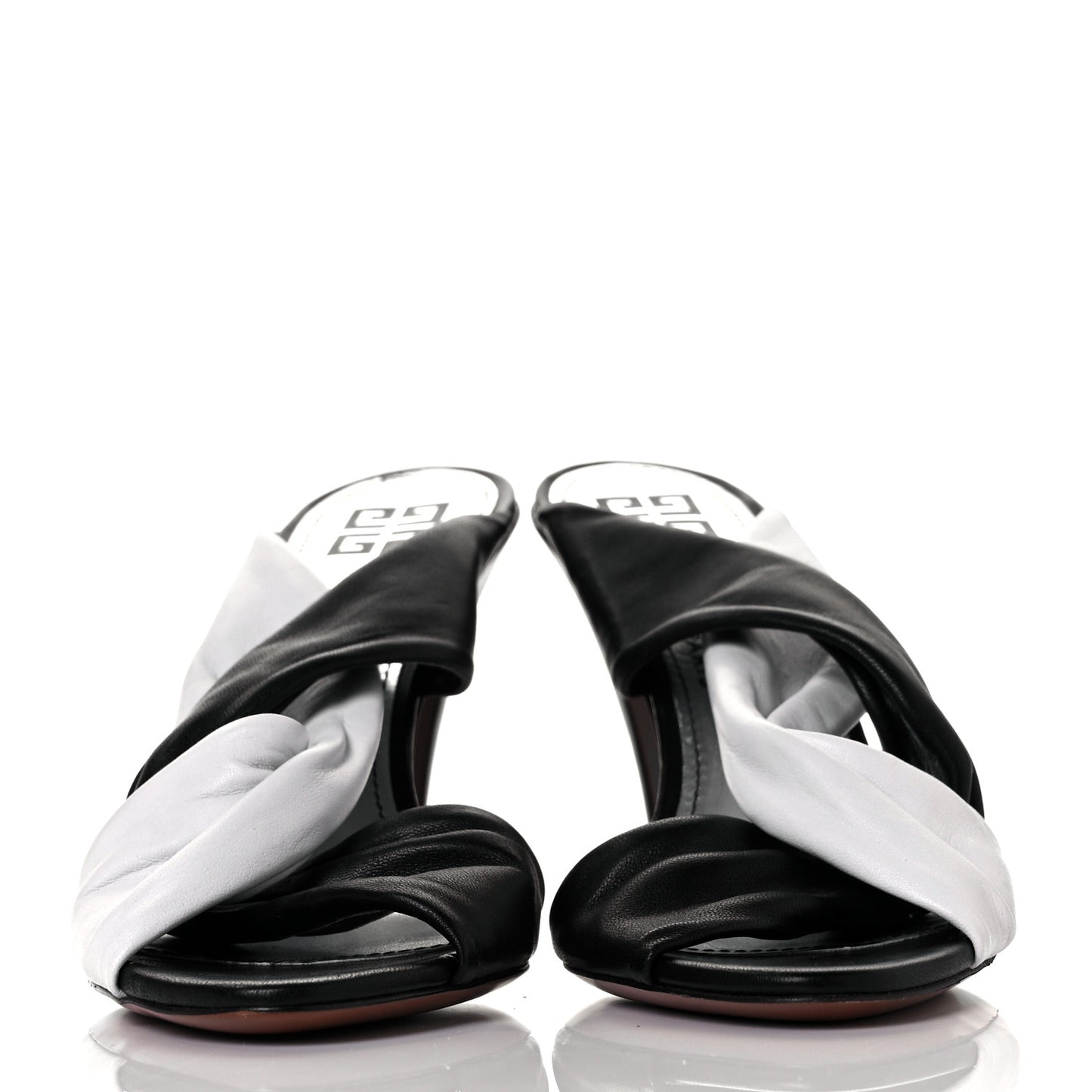 Nappa Mule Tie Sandals 40 Black White