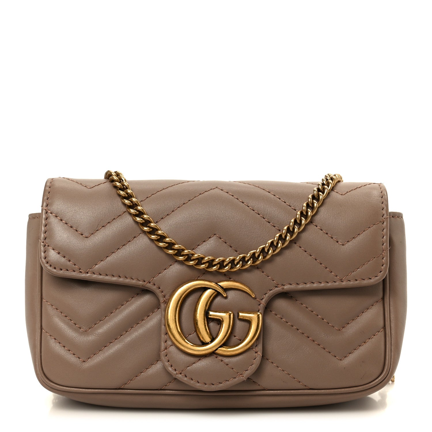 Gucci Calfskin Matelasse Super Mini GG Marmont Shoulder Bag Porcelain Rose 1 of 11