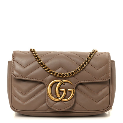 Gucci Calfskin Matelasse Super Mini GG Marmont Shoulder Bag Porcelain Rose 1 of 11