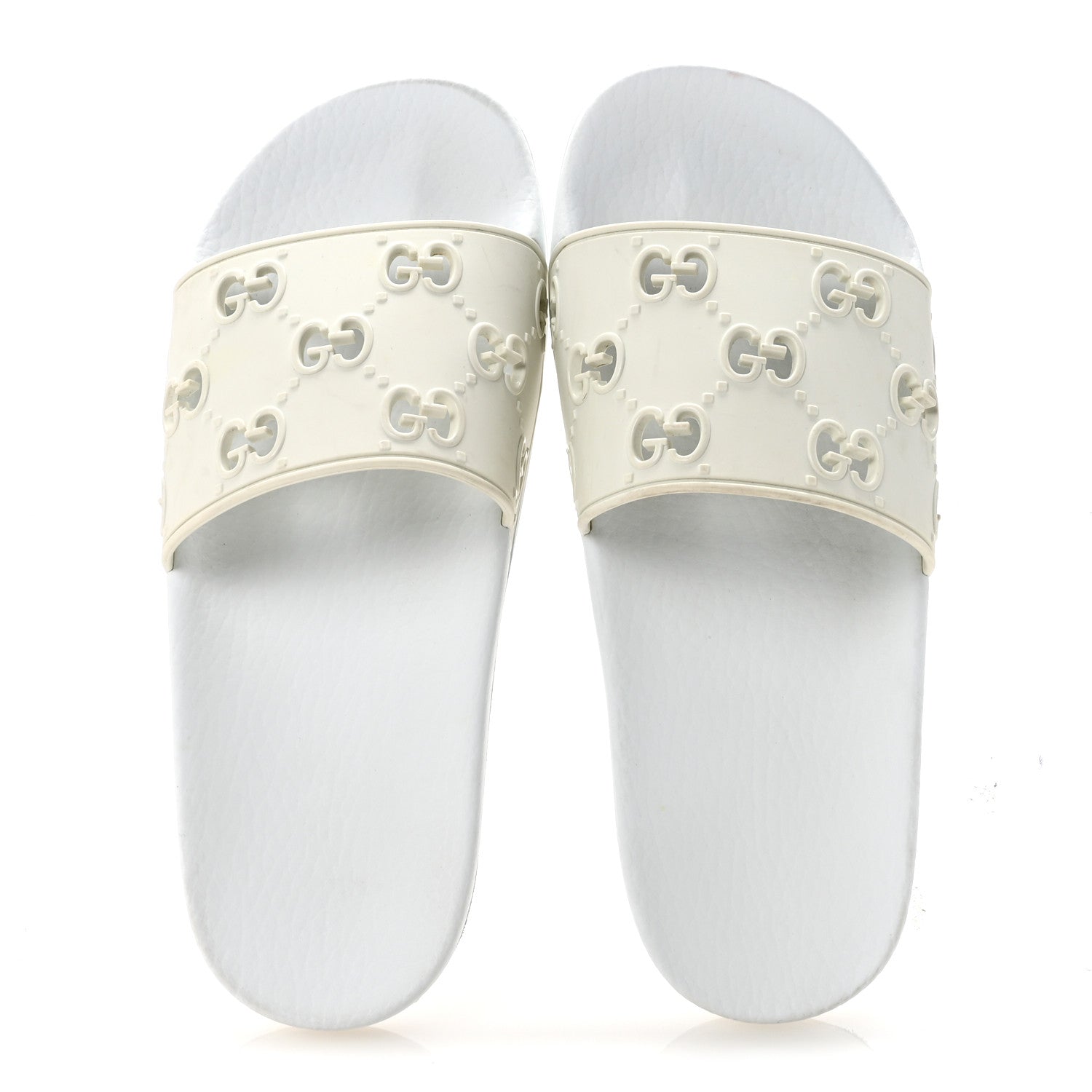 Gucci Rubber GG Monogram Perforated Womens Slide Sandals 38 Great White 2 of 7