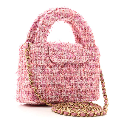 Chanel Tweed Quilted Mini Nano Kelly Shopper Pink 3 of 11