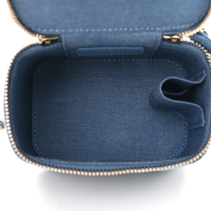 Chanel Denim Quilted Mini Pearl Crush Vanity Case With Chain 5 of 12