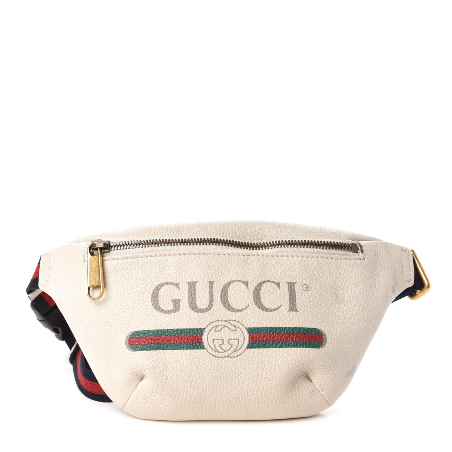 Grained Calfskin Small Logo Belt Bag White