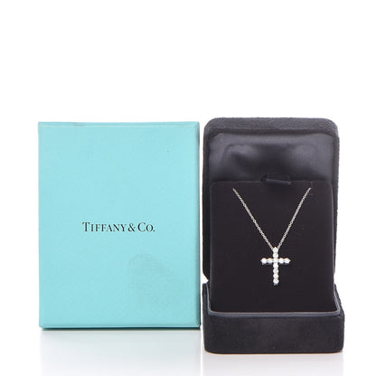 Tiffany Platinum Diamond Small Cross Pendant Necklace 8 of 8