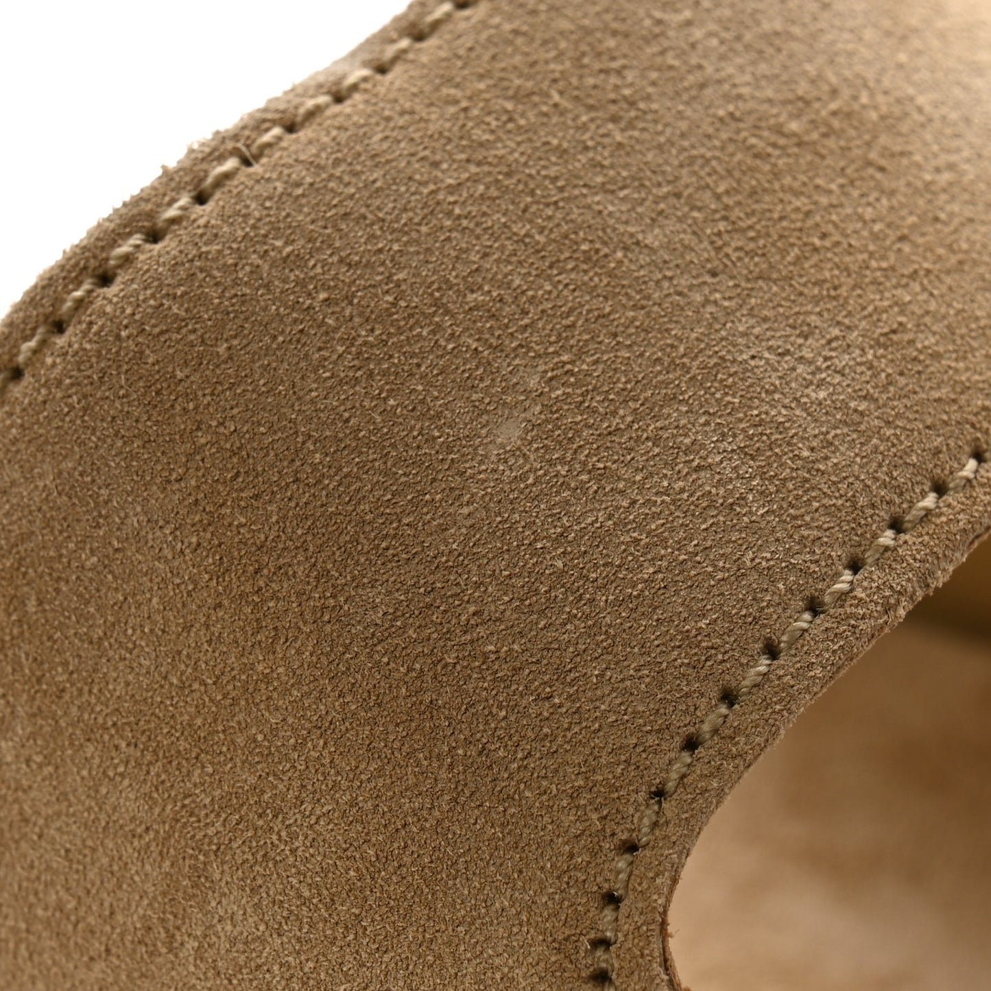 Suede Buckle Slide Sandals 38 Ecru