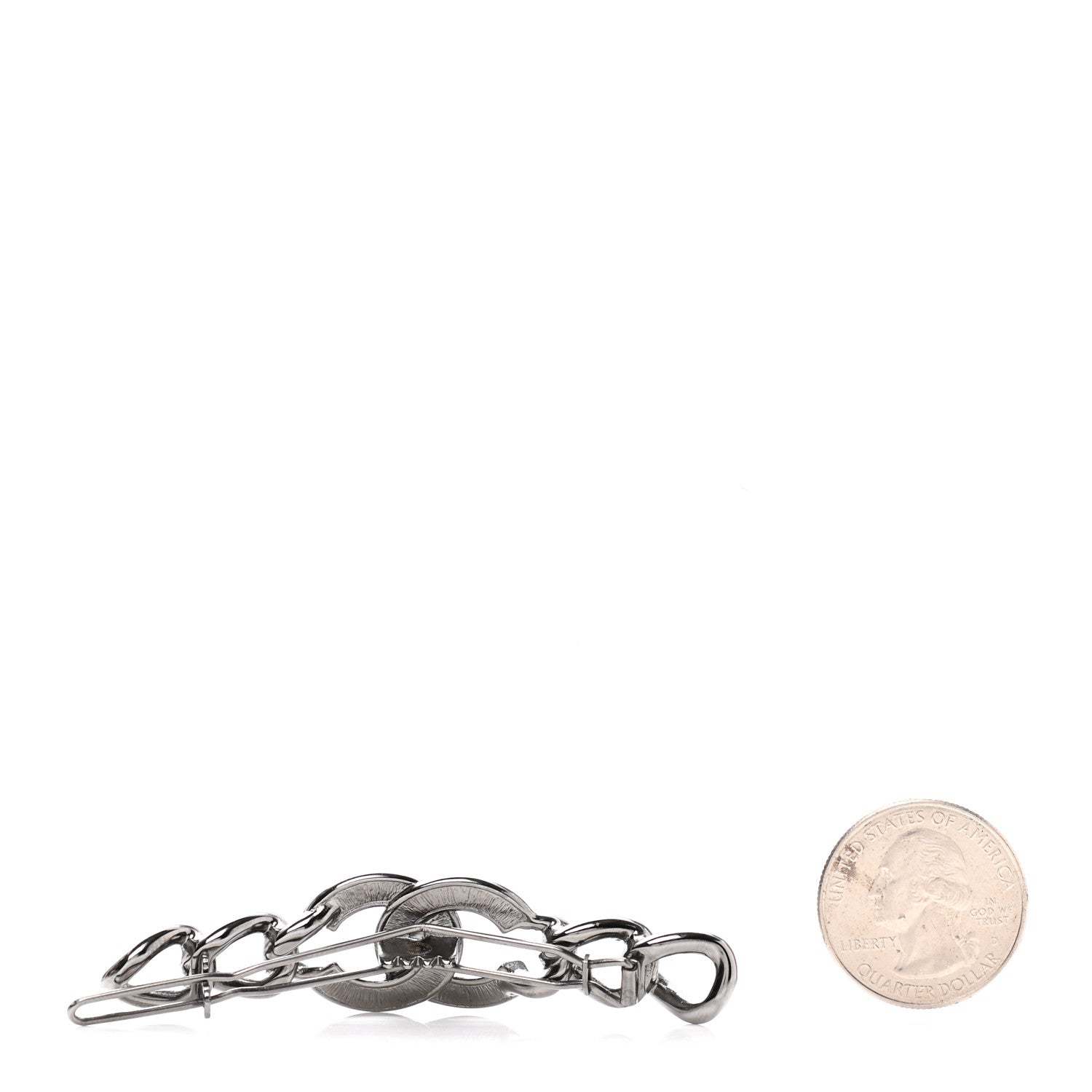 Chanel Crystal Pearl CC Hair Clip Barrette Ruthenium 2 of 4