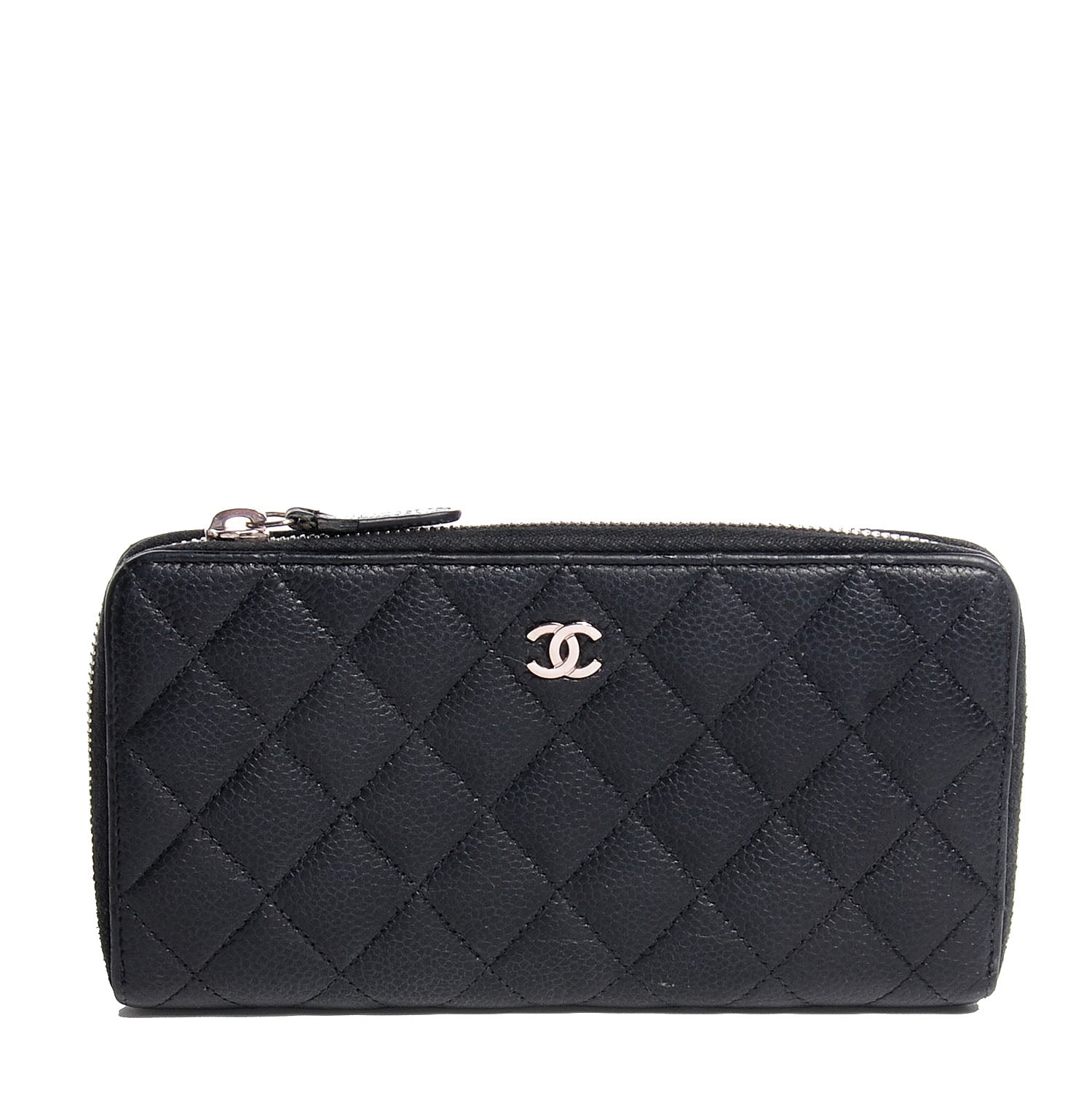 Chanel Iridescent Caviar Quilted Large Zip Around Wallet Black CC 1 of 8