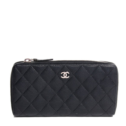 Chanel Iridescent Caviar Quilted Large Zip Around Wallet Black CC 1 of 8