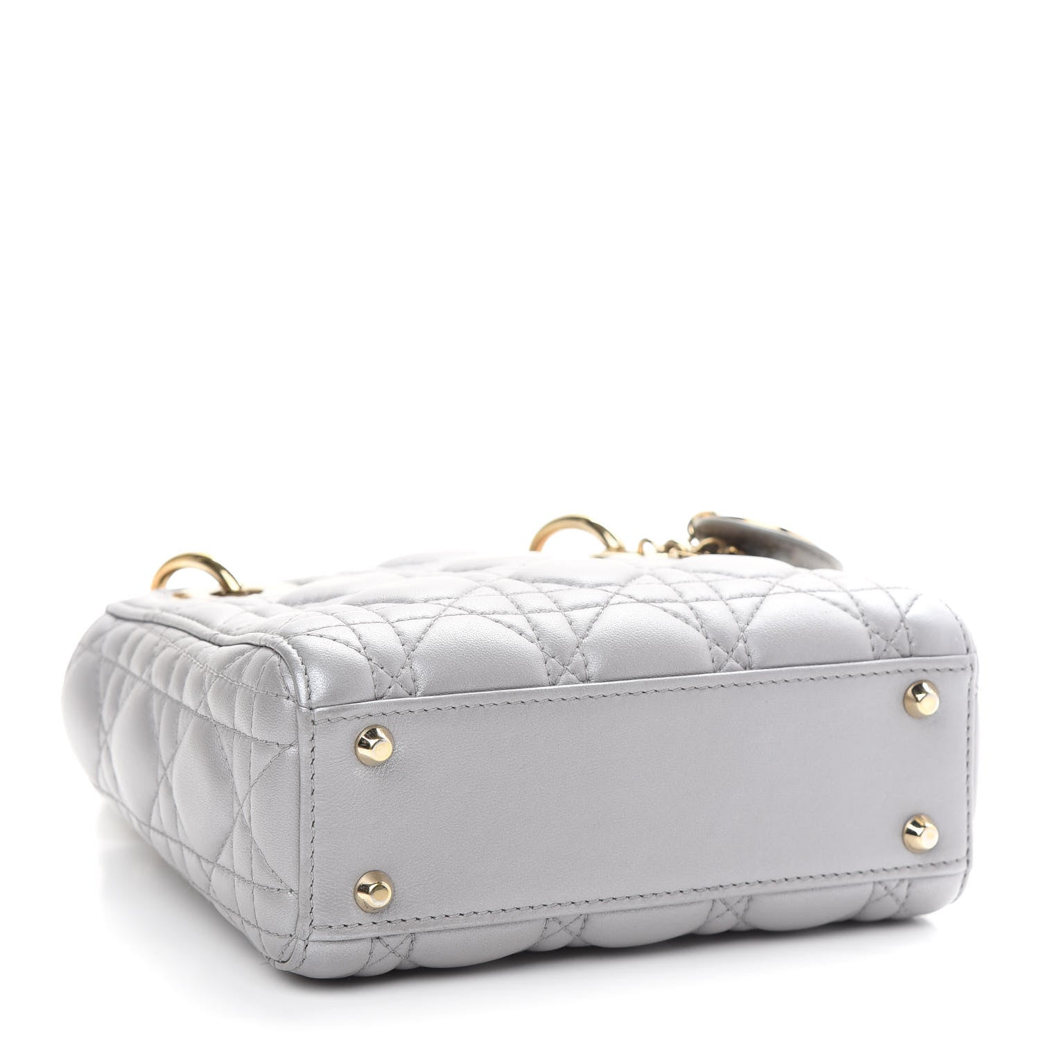 Christian Dior Metallic Lambskin Cannage Mini Lady Dior Grey 4 of 9