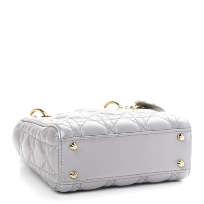 Christian Dior Metallic Lambskin Cannage Mini Lady Dior Grey 4 of 9