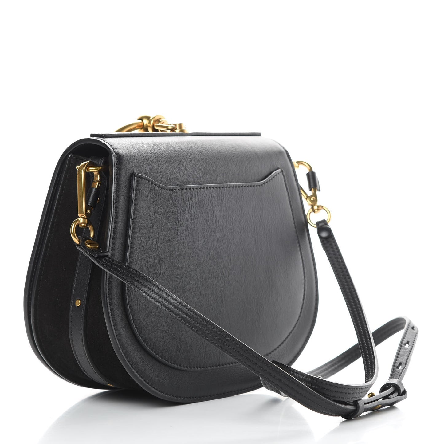 Calfskin Suede Medium Nile Bracelet Bag Black