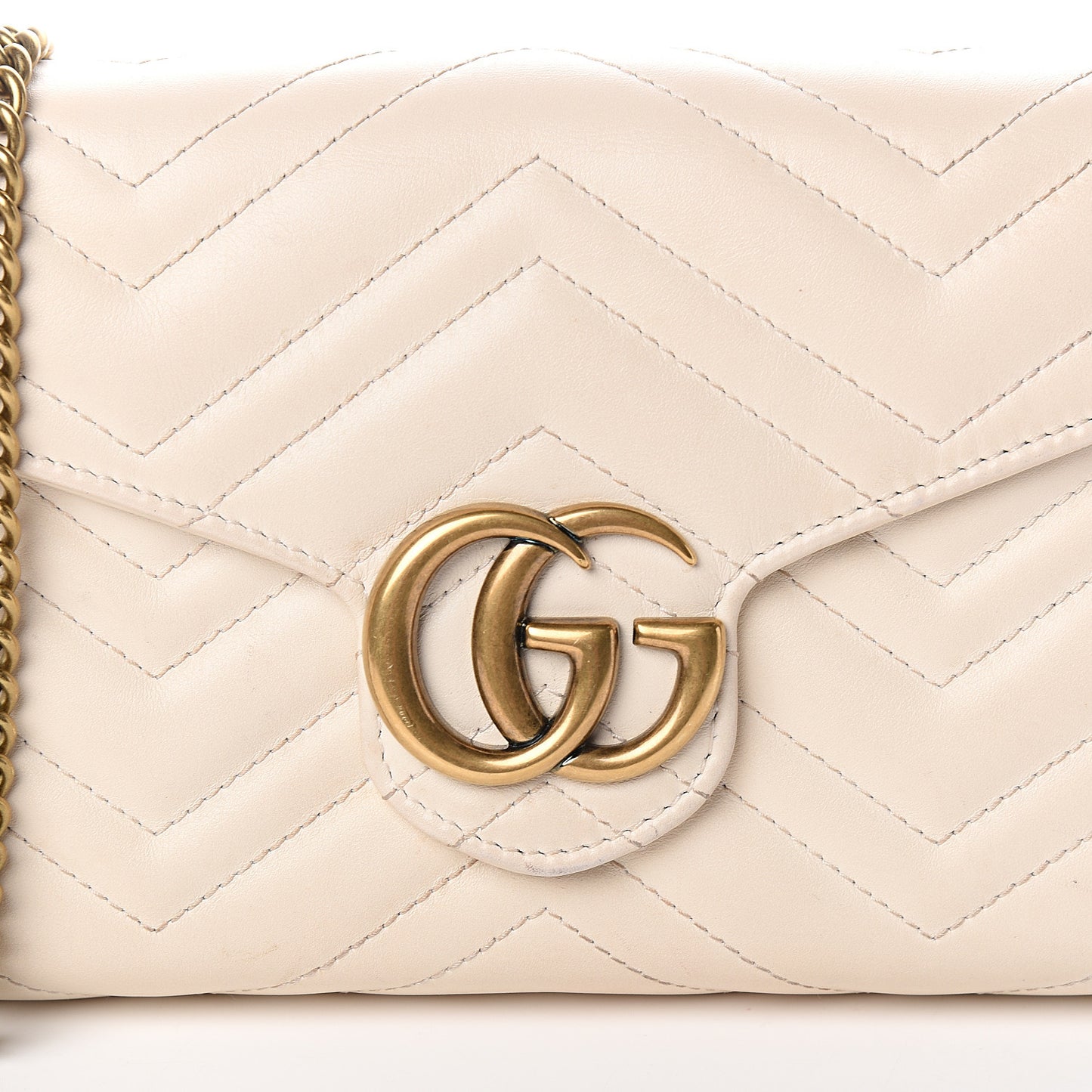 Calfskin Matelasse GG Marmont Chain Wallet Mystic White