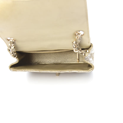Chanel Patent Metallic Crumpled Calfskin Chevron Quilted Mini Square Flap Gold 5 of 10