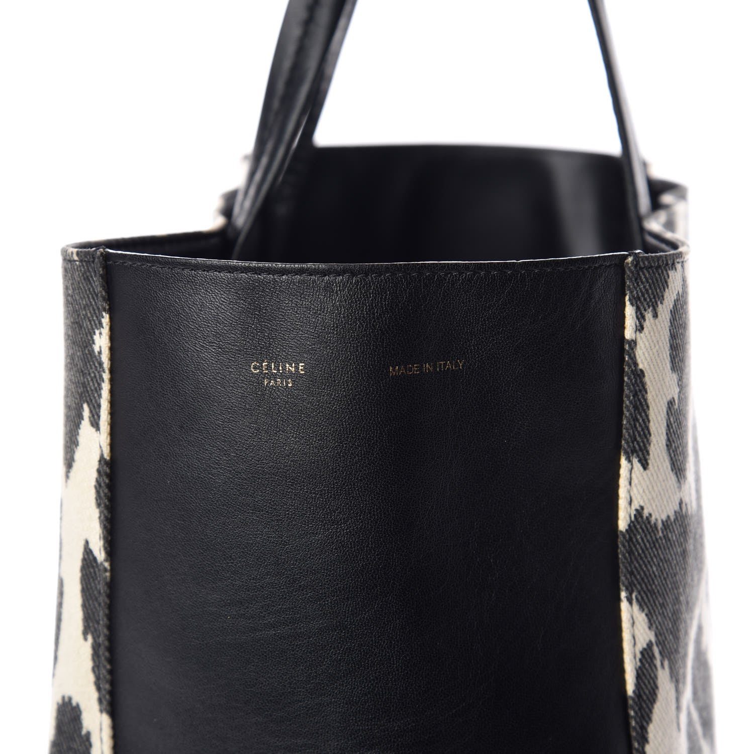Celine Canvas Lambskin Leopard Print Vertical Cabas Black 9 of 14