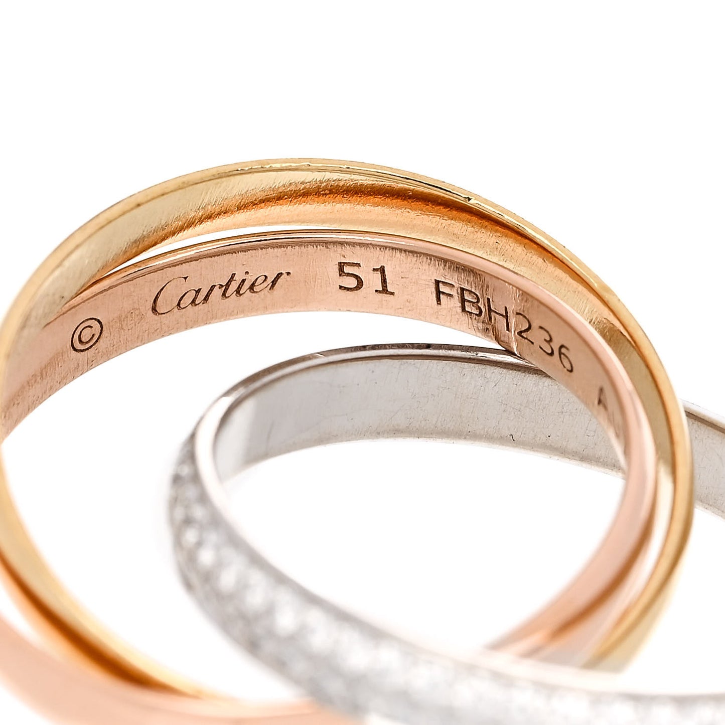 18K White Yellow Pink Gold Diamond Small Trinity Paved Ring 51 5.75