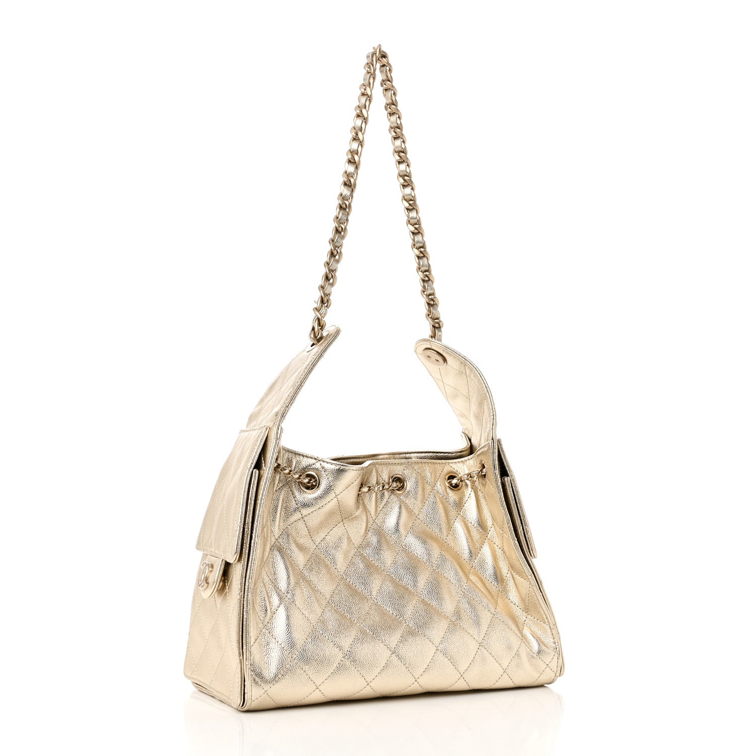 Chanel Metallic Caviar Quilted Small Chanel 25 Hobo Gold 3 of 10