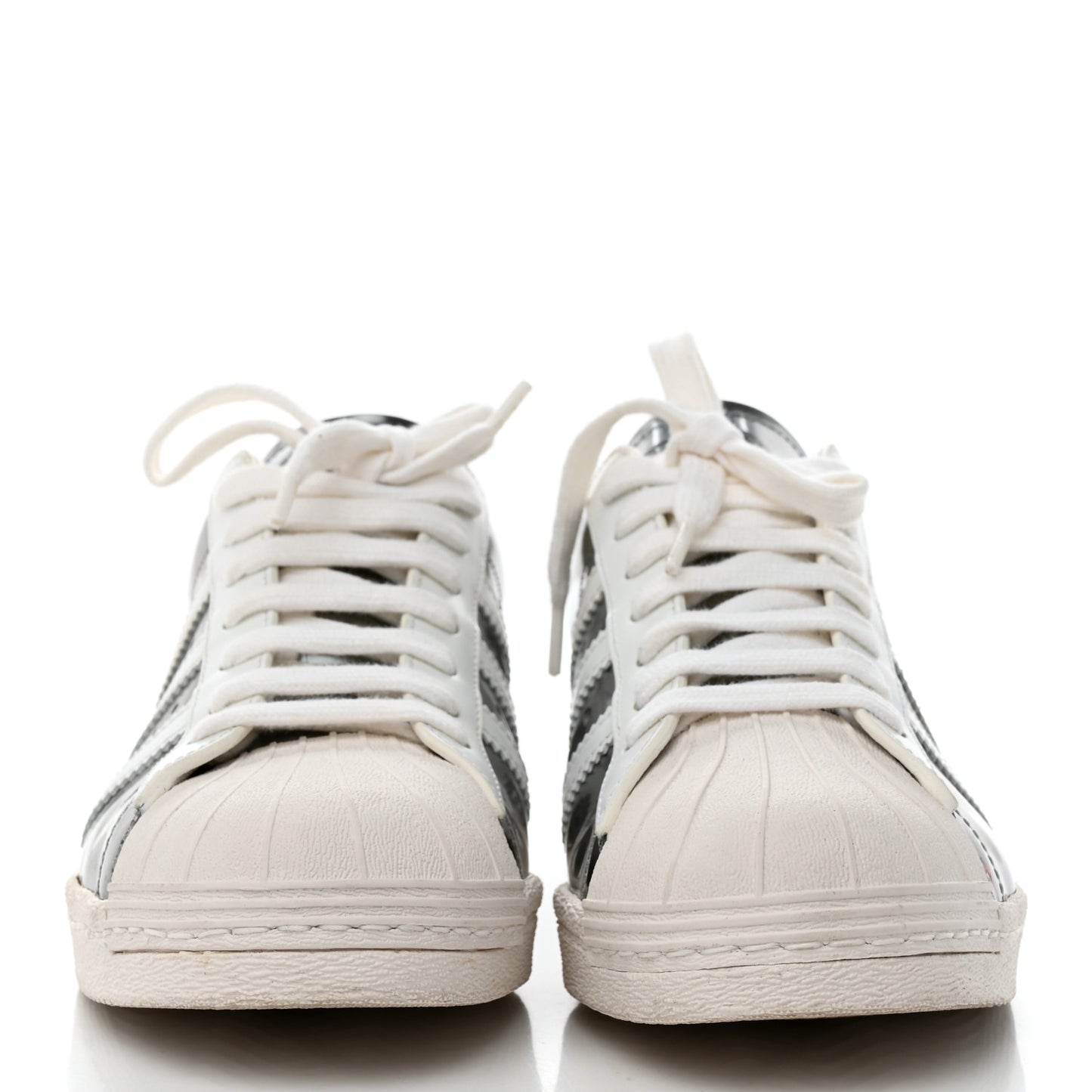 X ADIDAS Brushed Calfskin Logo Mens Superstar Sneakers 6 Silver White