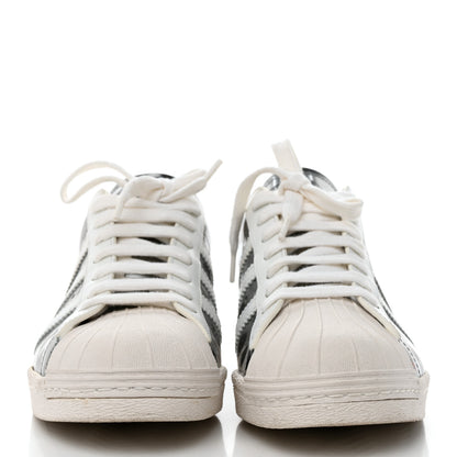 Prada X ADIDAS Brushed Calfskin Logo Mens Superstar Sneakers 6 Silver White 2 of 9