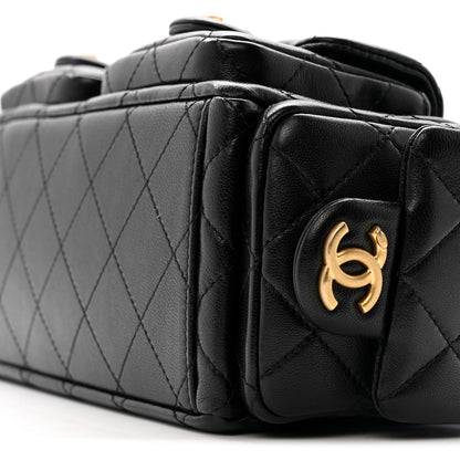 Chanel Shiny Lambskin Quilted Trendy Pockets Hobo Black 10 of 12