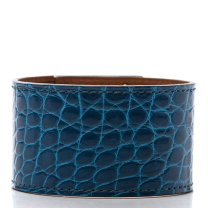 Hermes Shiny Alligator Kelly Dog Bracelet T2 Bleu Izmir 3 of 5